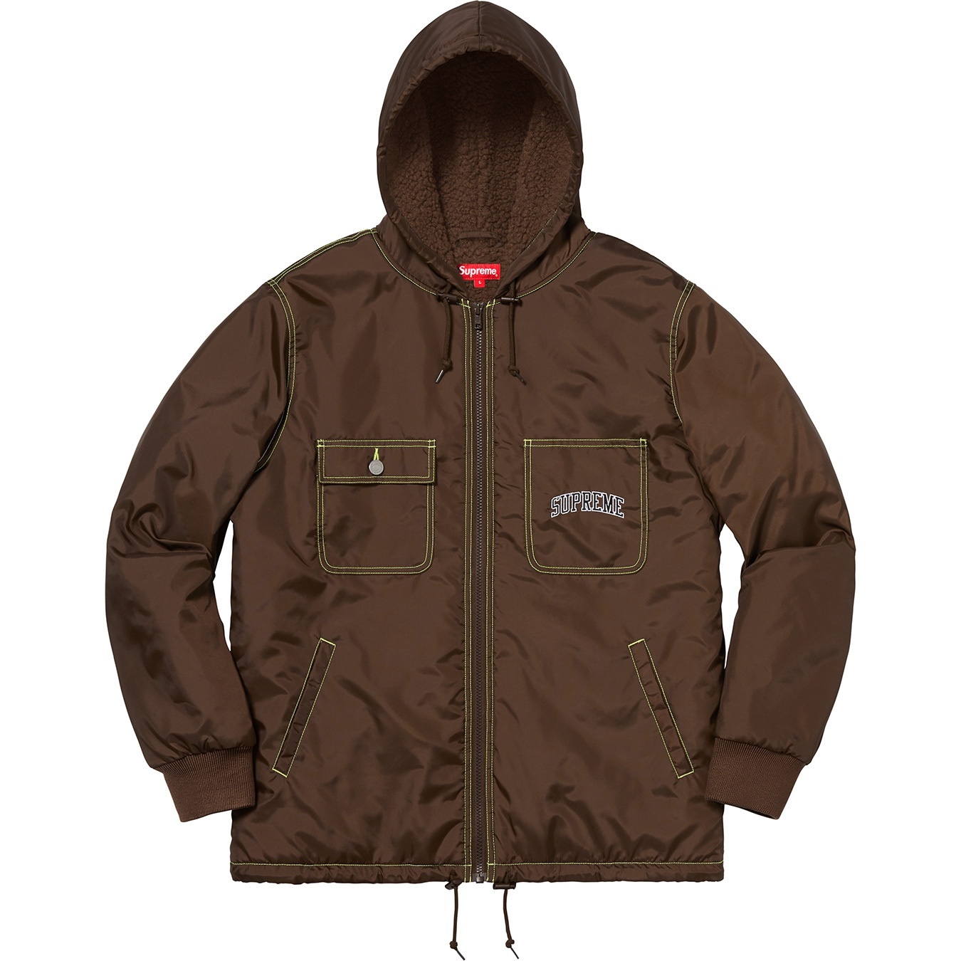 Sherpa Lined Nylon Zip Up Jacket view 3